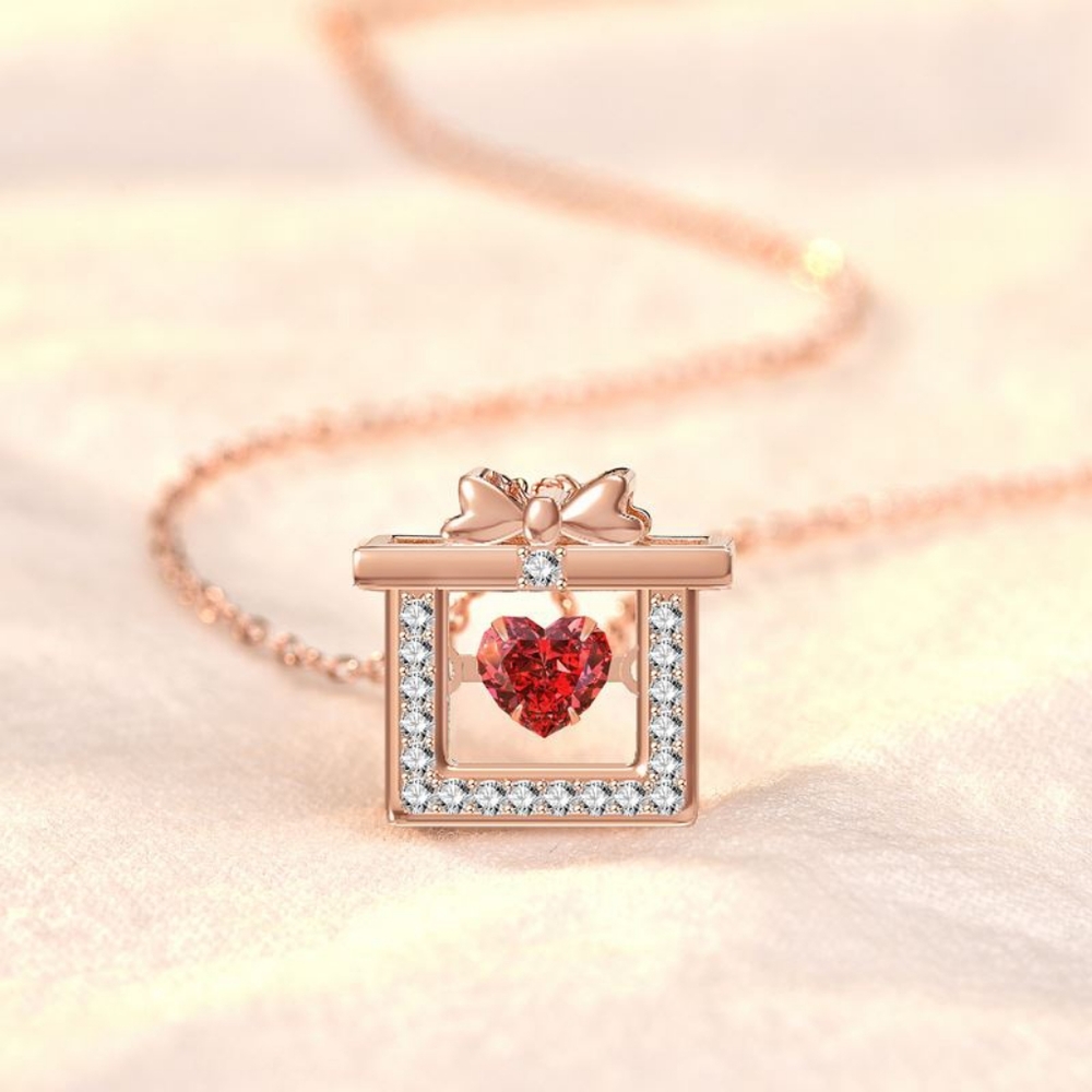 Rose Gold Heart Christmas Gift Necklace - Picture 2 of 4